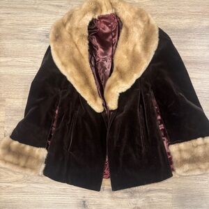Vintage America Black and Brown Faux Fur Cape